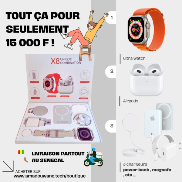 box x8 : smart-watch Airpods etc